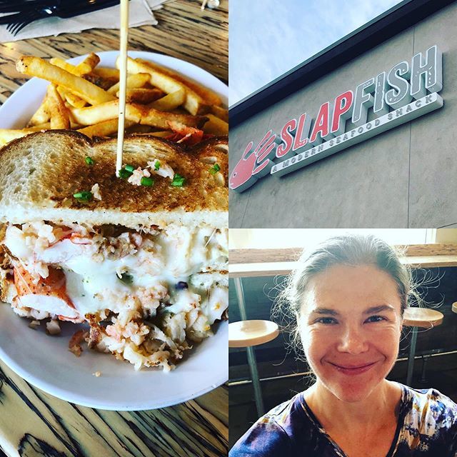 Fun #dinner last night @slapfish 😃 my Dad and I had the “Clobster Grilled Cheese” with fries.  My hubbies “Lobster Grinder” was really tasty!! #slapfish #lfthx #organicad ift.tt/2V1aEsr