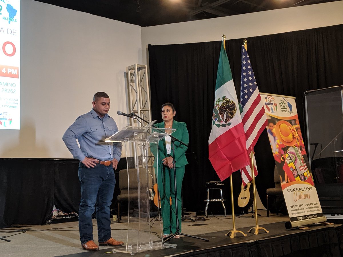 Charlotte_Intl's tweet photo. Celebrando la día de Independencia de México! @CLTgov employee Felix read the proclamation recognizing Mexican heritage week. #welcomingweek https://t.co/LrIdhmfLzT
