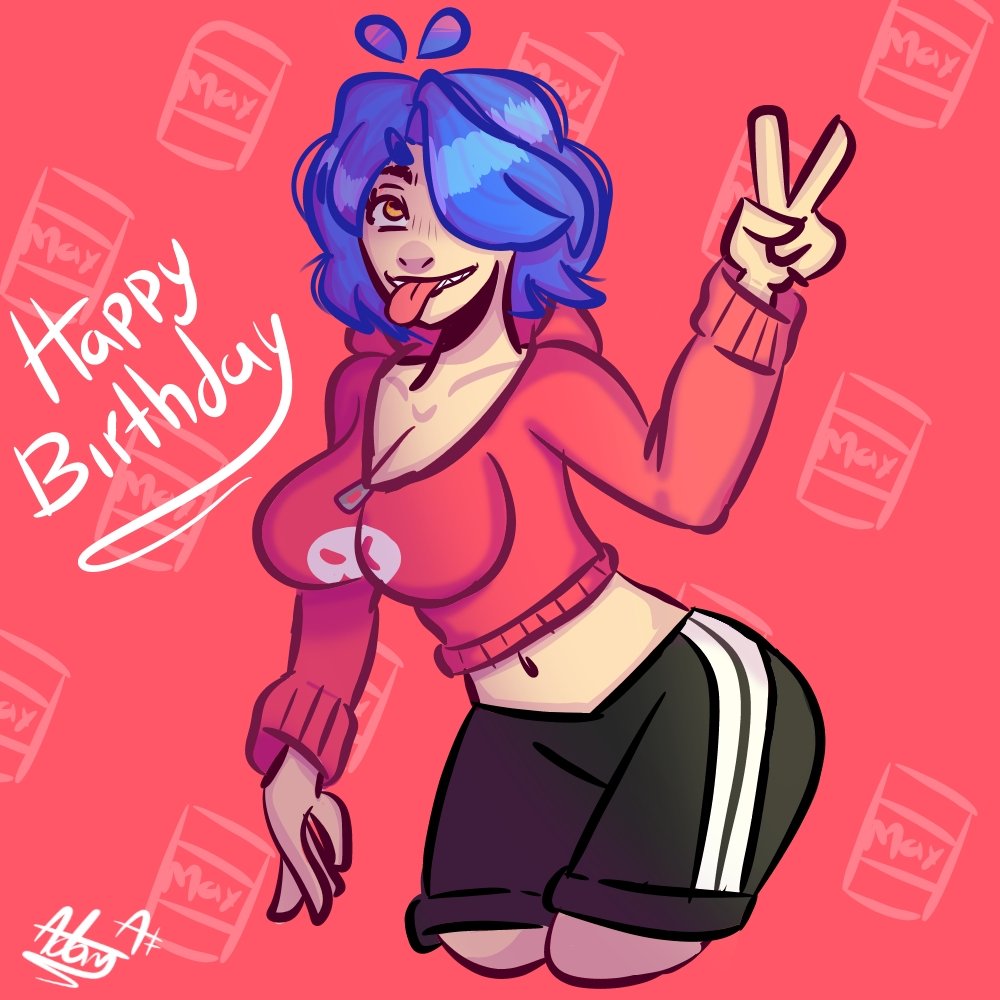 NsfwAdam's tweet photo. Yesterday, a little bird with shark teeth reported that a certain character was celebrating his birthday and obviously could not miss the opportunity to draw.

Congratulations Skarpne and congratulations to @gerph_art for creating this cute character https://t.co/5dOI3pilkA