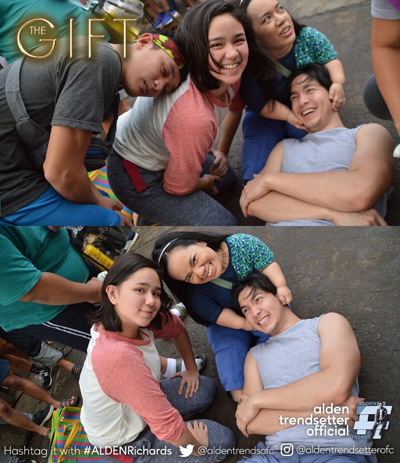 AldenTrendsOFC's tweet photo. Isang masayang samahan sa set ng #TheGift! 

Makikilala na natin si Sep, Nay Strawberry, Amor, at Bistek mamayang gabi na, sa GMA 7! 

@aldenrichards02 @mikeequintos
@MikoyMorales @tinyhedwig

 #TheGiftWORLDPremiere https://t.co/mKPQ6tABdD