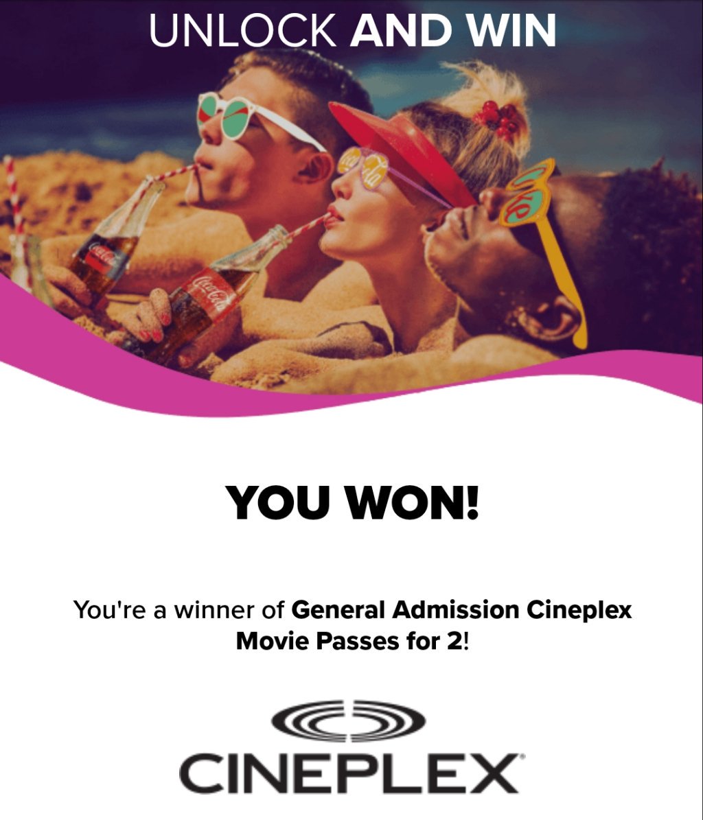 CanReviews's tweet photo. My instant win from the @cocacola Unlock and Win! I won my first day playing. You can request plays for free so go check it out

#contest #freebies #freestuff #free #movies #prize https://t.co/Mo6o5giG8M