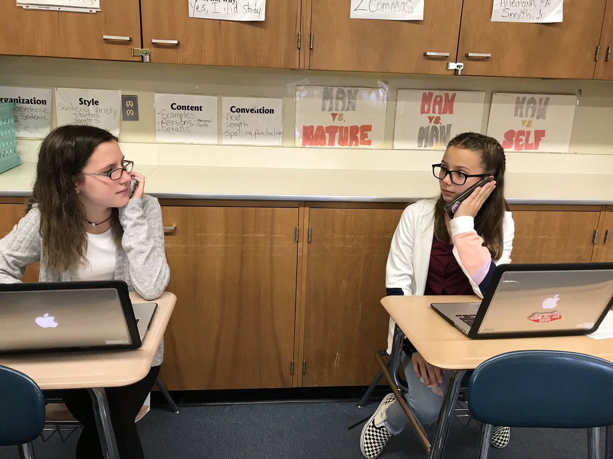 bprokesch's tweet photo. 7th grade students practicing phone etiquette for different audiences. #stsd7 #yoursalisbury https://t.co/EBxg6NZtKW