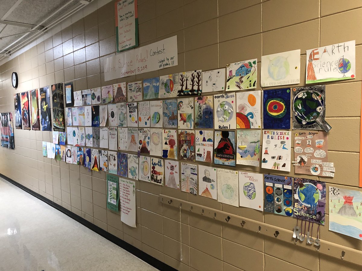 ScidudeMbonaker's tweet photo. Earth science Wall of game! Great job on The Earth Science Rules! Contest. The 4th grade judged well. #rstories19 https://t.co/YyDjaj7ZN3