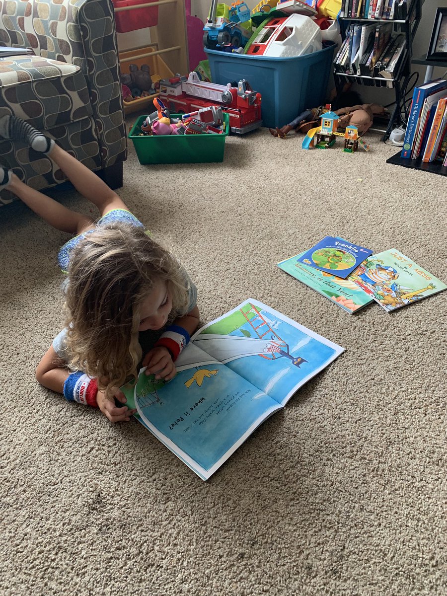 hparnell24's tweet photo. Want to make your 5 year old happy?  Get out new books from the top of the closet!  #mynerd #smartkid #myreader https://t.co/IIMIA419Qg