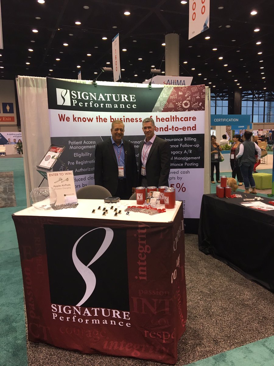 CVairoSig's tweet photo. Doug Bilbrey and I are at the AHIMA conference booth 1919. Stop by if you are at the event. @signatureomaha #AHIMA2019 https://t.co/xJi7V47cVB
