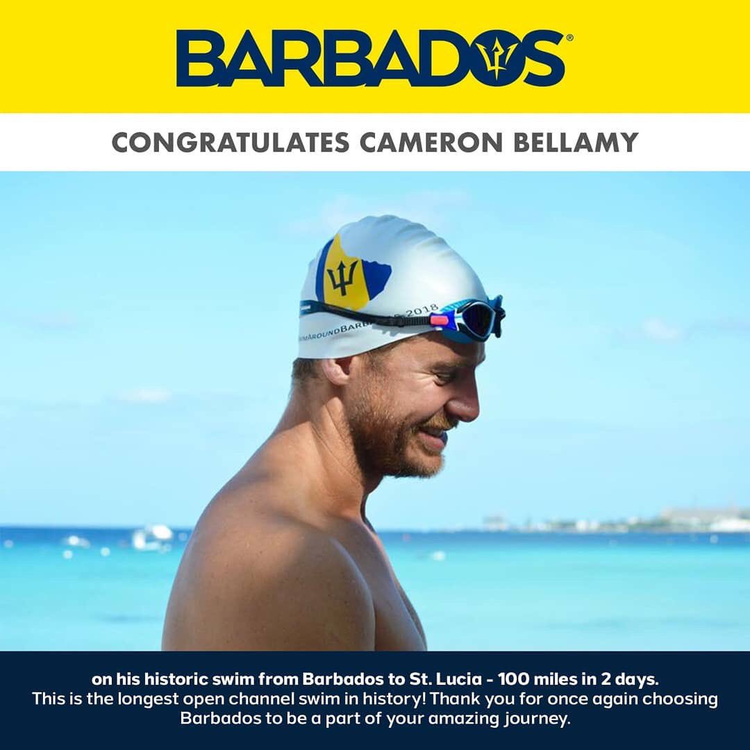 Congratulations to Cameron Bellamy <a href="/CamUbunye/">Cameron Bellamy</a> on his historic swim from Barbados to St. Lucia  🇧🇧🇿🇦🇱🇨#cameronbellamy #Barbados #SouthAfrica #StLucia