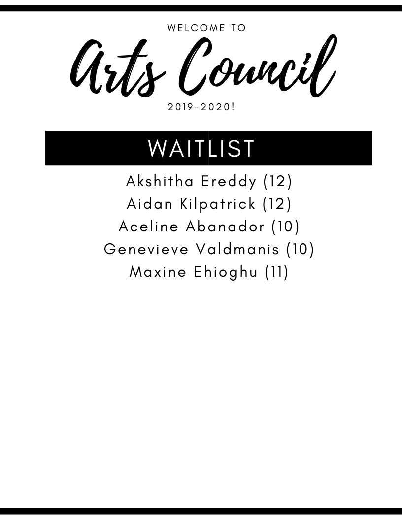 Thank you to those who applied! After careful consideration, we present 2019-2020’s Arts Council! @SBAtoday #sbatoday