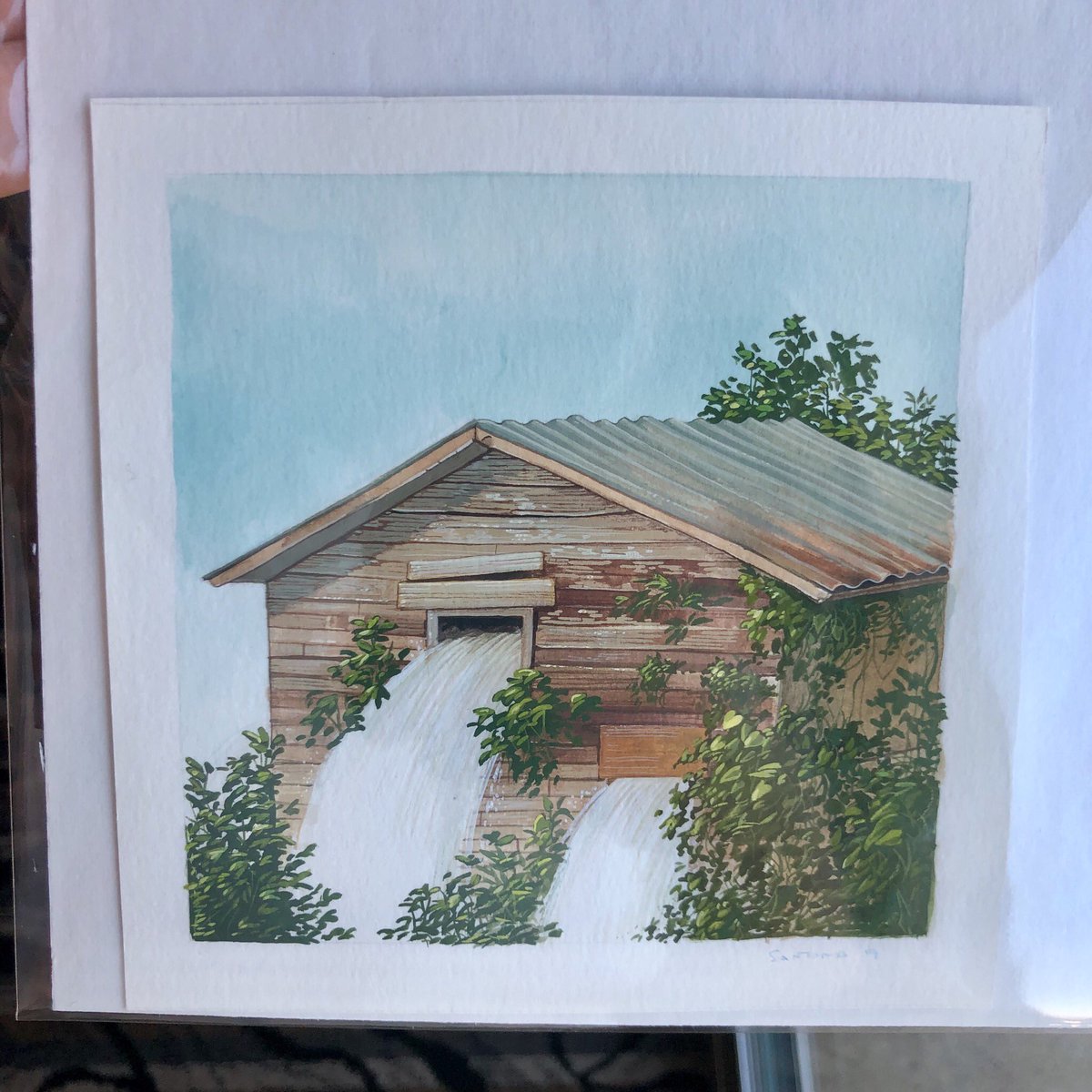 TheBlotSays's tweet photo. My last purchase of MondoCon is this beautiful Waterfall House original painting by @Santora_Justin! Big fan of his work, and thought it was the perfect piece what with our house flooded during Hurricane Harvey.
#JustinSantora #mondo #mondocon #mondocon5 #mondocon2019 #art https://t.co/Wk3jR3fTY5
