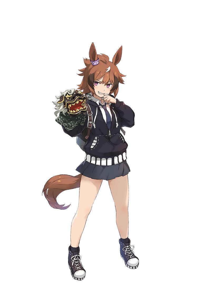 Shinko WindyA horse girl known to bite others during races. She believes that “where there’s a will, there’s a way” when it comes to sports, and tries to do everything with fighting spirit, hard work, and guts. She loves playing pranks (specifically on trainers).