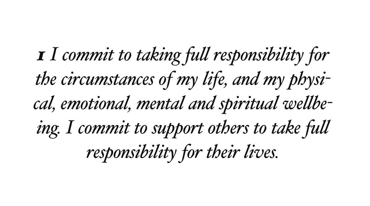 johnmaeda's tweet photo. “Commitment 1: I commit to taking full responsibility for the circumstances of my life, and my physical, emotional, mental and spiritual wellbeing. I commit to support others to take full responsibility for their lives.” —Conscious Leadership https://t.co/N9fhzFix8D via @uxwendy https://t.co/6IgaIaqTbJ