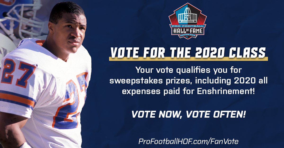 ProFootballHOF's tweet photo. Tell us who you want to see in Canton! Cast your vote at https://t.co/2Oedu0nL6u #2020FanVote #PFHOF20 https://t.co/7Si4fnuOib