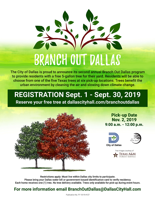 GreenDallas's tweet photo. Like trees? 🌳 Want a #Free one? 👍 Register for #BranchOutDallas ASAP! All the Shumard Oaks have been claimed. There are still 4 types of trees available to Dallas residents. Pick up date is Nov 2 at one of 6 locations. Sign up now at https://t.co/bRvKuxDi5Y  #TreesAreTheAnswer https://t.co/iAZWNejUtf