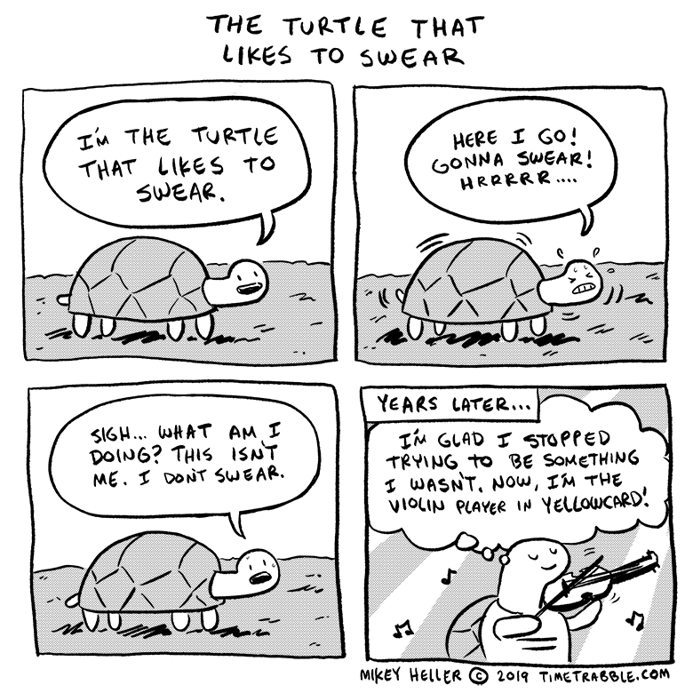 i drew a comic about a turtle that likes to swear 