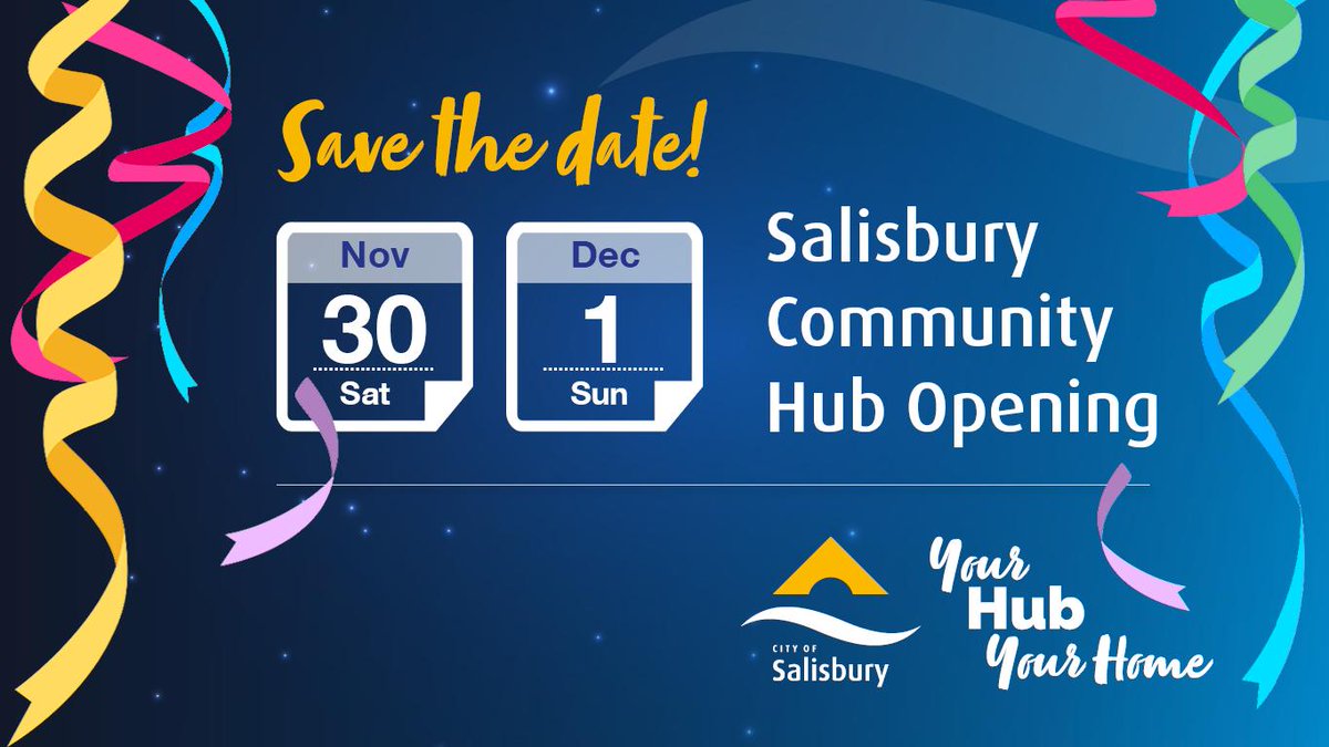 Save the date for a weekend of family activities, food and entertainment as we celebrate the beginning of a new chapter with the Salisbury Community Hub opening. #YourHubYourHome