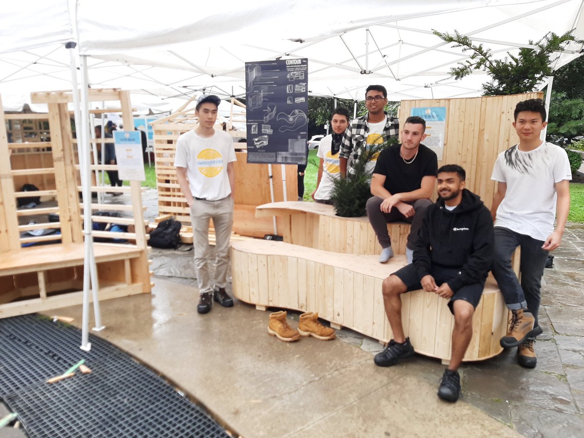 MYorke27's tweet photo. Fantastic teams of students from across Canada @timberfever #Timberfever2019
These amazing projects were city Parklets and all showed inventiveness &amp; love for the urban environment! Great jobs all around! Congrats to all teams. #NextGen #Collaboration #construction #Design https://t.co/PaX8R1LxnD
