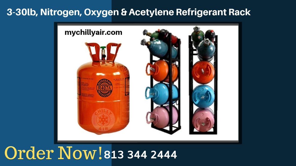 Stay organized by buying our #refrigerant_racks. The space-saving rack is able to accommodate 4 of the #50lb_cylinders and will fit into a standard truck or van.
So order now.
Save our number: 813 344 2444
Here is our website: mychillyair.com