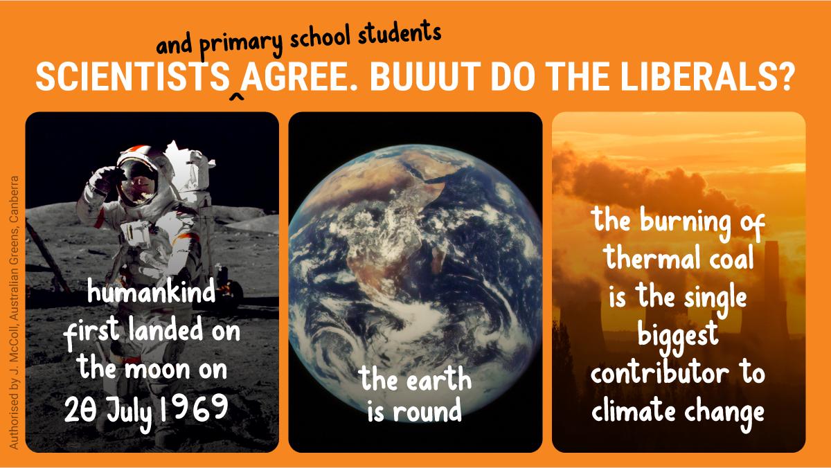Greens's tweet photo. Today in Parliament, we've got a *really easy* challenge for the Liberal Party.

All they have to do is acknowledge science taught in primary school. That's it - no tricks involved.

Reckon they can do it? 
#auspol https://t.co/dKScHkYYxJ