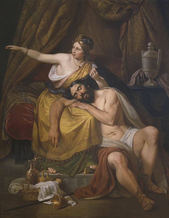 #59: Samson & Delilah (Part 1)Samson = sun/ sun childDelilah = night/Queen of the nightThese two didn’t exist. This story was used as a metaphor for the battle between forces of night and day in Egyptian solar theology. Similar to Horus and Set.