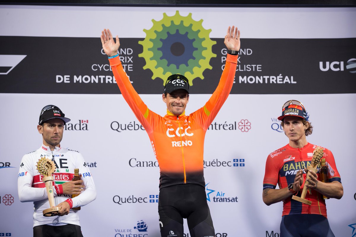 Amazing week for CCC Team and Greg Van Avermaet in Canada, with the Belgian scoring a podium Friday in Quebec City and a big win today in Montreal! Photos: Cor Vos #RideLife #RideGiant #TotalRaceBike ow.ly/TW4L50waW5p