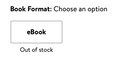 "Book format: choose an option
eBook
Out of stock"