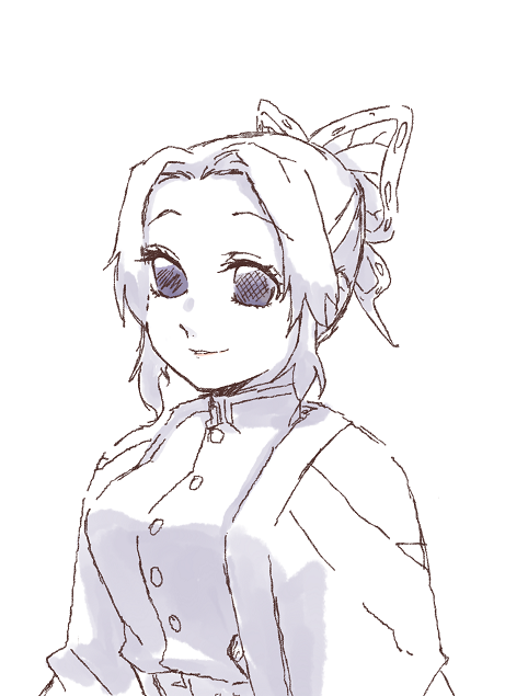まめ🦀🏴‍☠🔥さんがTwitterに投稿した胡蝶しのぶ(鬼滅の刃)のイラスト。