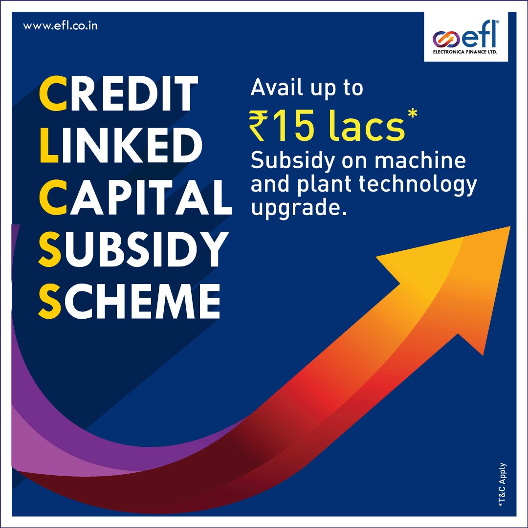 we_EFL's tweet image. Avail amount up to 15 lacs* on eligible machinery technology upgradation through EFL-SIDBI association and fast-track your business growth.
#EFL #CLCSS #SIDBI #EFLByYourSide #EFLShapingYourFuture #EFLFinanceSolutions #CustomersFirst