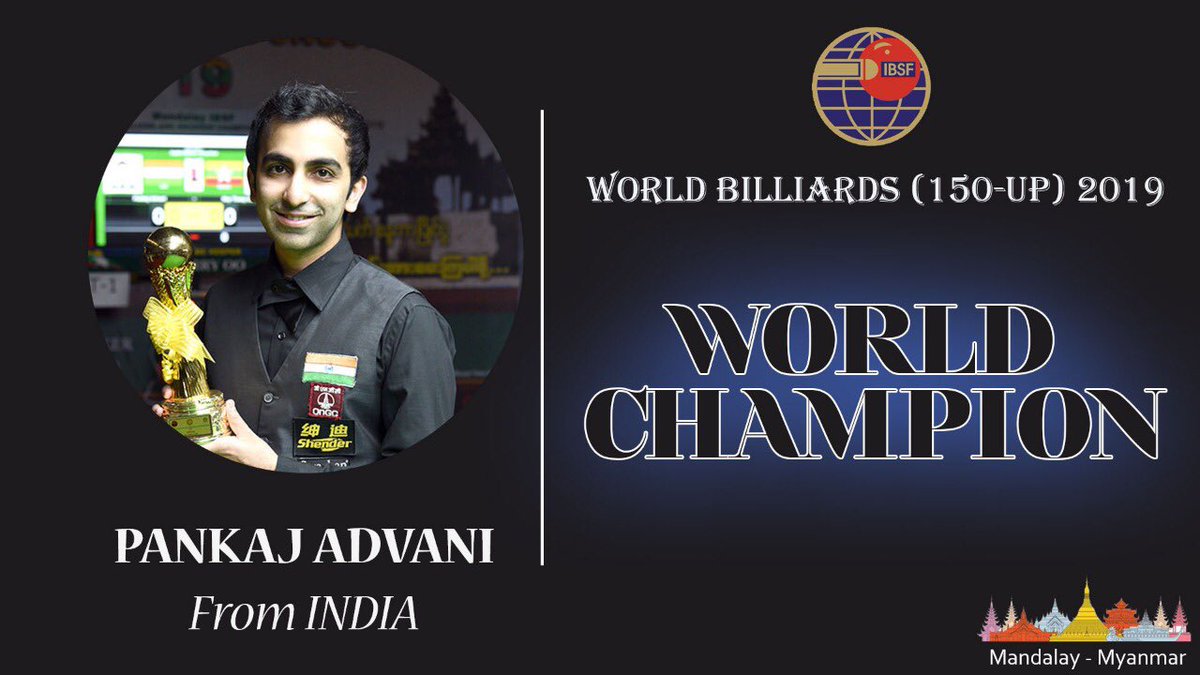 anupamyad's tweet photo. Most consistent 34Yrs Sporty @PankajAdvani247 increased his #WorldBilliardsChampionship #150up to 22 by winning a 4th straight Final in @ibsf!
He brought a World Trophy🏆 every year from a Professional Stint in #UK in 2014..🥇

All d Bst!
B Sporty Happy..
जय हिन्द!🇮🇳
#HappyYadav https://t.co/9fp119RNW5