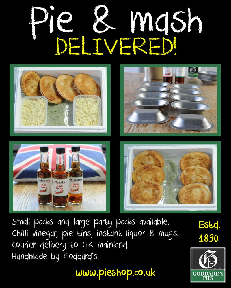 seanhorton's tweet photo. Traditional pie mash and liquor delivered all over UK mainland. Pies, mash, liquor, mugs, vinegar, instant liquor, pie tins. #piemashliquor https://t.co/1HDYtermTq