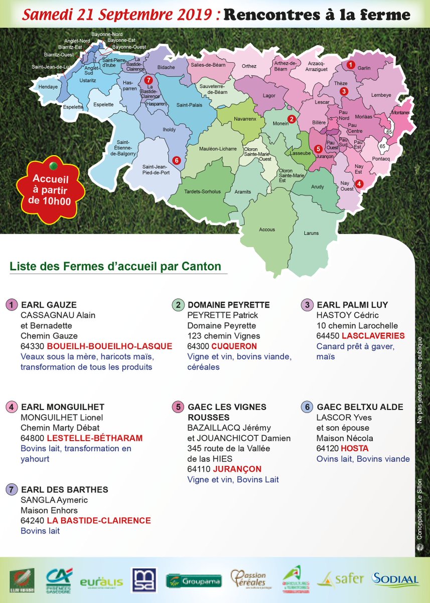 [Rencontres à la Ferme] Les #agriculteurs des Pyrénées-Atlantiques vous invitent à #découvrir leurs exploitations le samedi 21 septembre ! 
#PaysBasque #Bearn