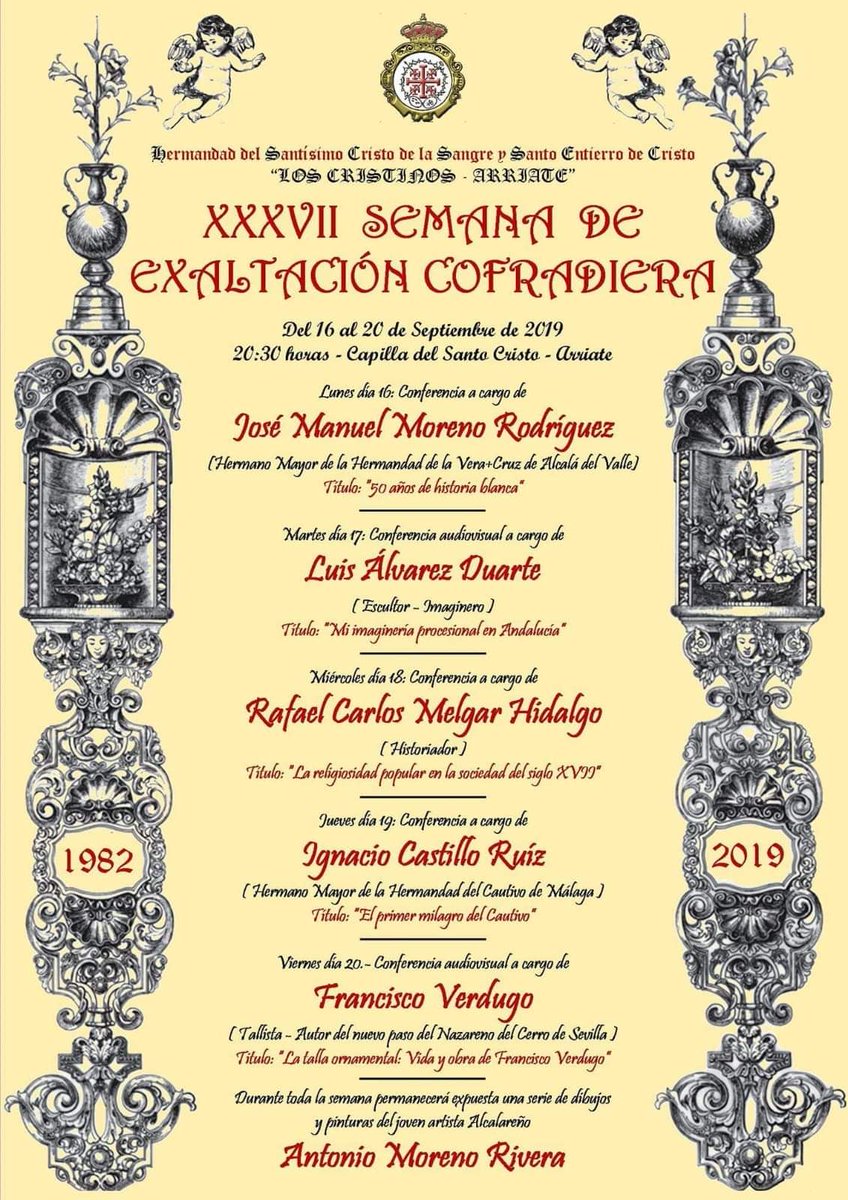 Hoy comienza en Arriate, la XXXVII Semana de exaltación cofradiera de <a href="/Cristinos1655/">Los Cristinos</a>

<a href="/cofradesmalaga/">Cofradesmalaga - Pasión del SUR</a> @CofradiasDeMLG <a href="/Revista_Cofrade/">La Revista Cofrade - Málaga</a> <a href="/LaPasiondeMLG/">La Pasión de Málaga</a> <a href="/pasionensevilla/">Pasión en Sevilla</a>