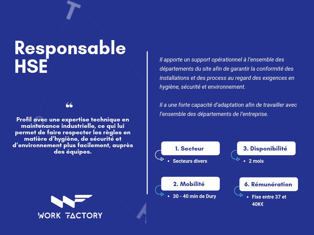Work Factory (@workfactory1) on Twitter photo Aujourd'hui nous vous recommandons de découvrir et de rencontrer le profil ci-dessous 👇🏻
👉🏻 Demandez à découvrir l’intégralité de son profil en nous contactant par e-mail : industrie@work-factory.com
#Recrutement #Industrie #ingenieur #picardie Aujourd'hui nous vous recommandons de découvrir et de rencontrer le profil ci-dessous 👇🏻
👉🏻 Demandez à découvrir l’intégralité de son profil en nous contactant par e-mail : industrie@work-factory.com
#Recrutement #Industrie #ingenieur #picardie