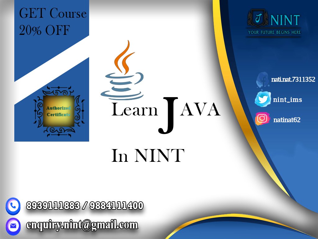 nint_ims's tweet image. We at NINT in Ambattur, Chennai offer a wide range of Java training in Chennai to meet the growing corporate needs.
☎️ 8939111432/ 8939111883/9884111400
🌐 nintedu.com/java-j2ee
#Java #Java_Training_Institute #Java_Training #J2EE #Java_Classes_in_Chennai #Java_Development #JDK