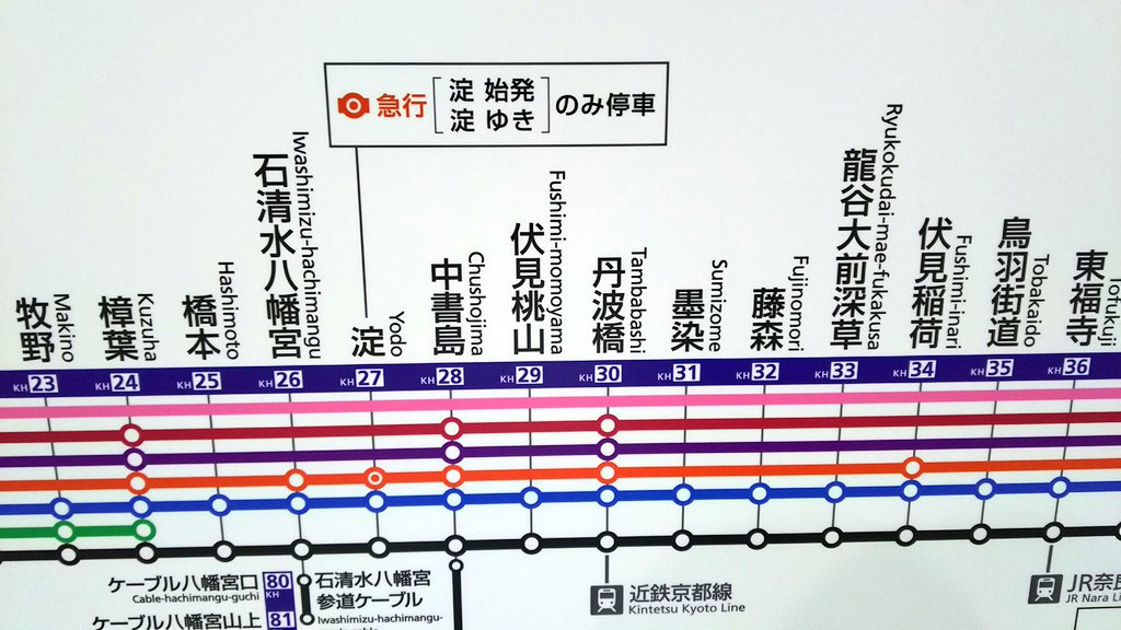 T Sms Na Twitteru 京阪電車の路線図が 10月1日からのものに貼りかえられています 八幡市 岩清水八幡宮 深草 龍谷大前深草となっています 京阪 京阪電車 路線図 駅名変更