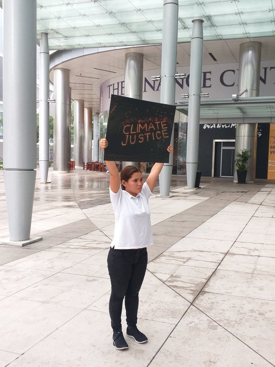 gpph's tweet photo. JUST IN: Marinel Ubaldo, a Typhoon Haiyan survivor, is outside @Shell headquarters at BGC to call for #ClimateJustice!

#ClimateStrike #ClimateEmergency @GretaThunberg https://t.co/Jb2Xkc0gnL