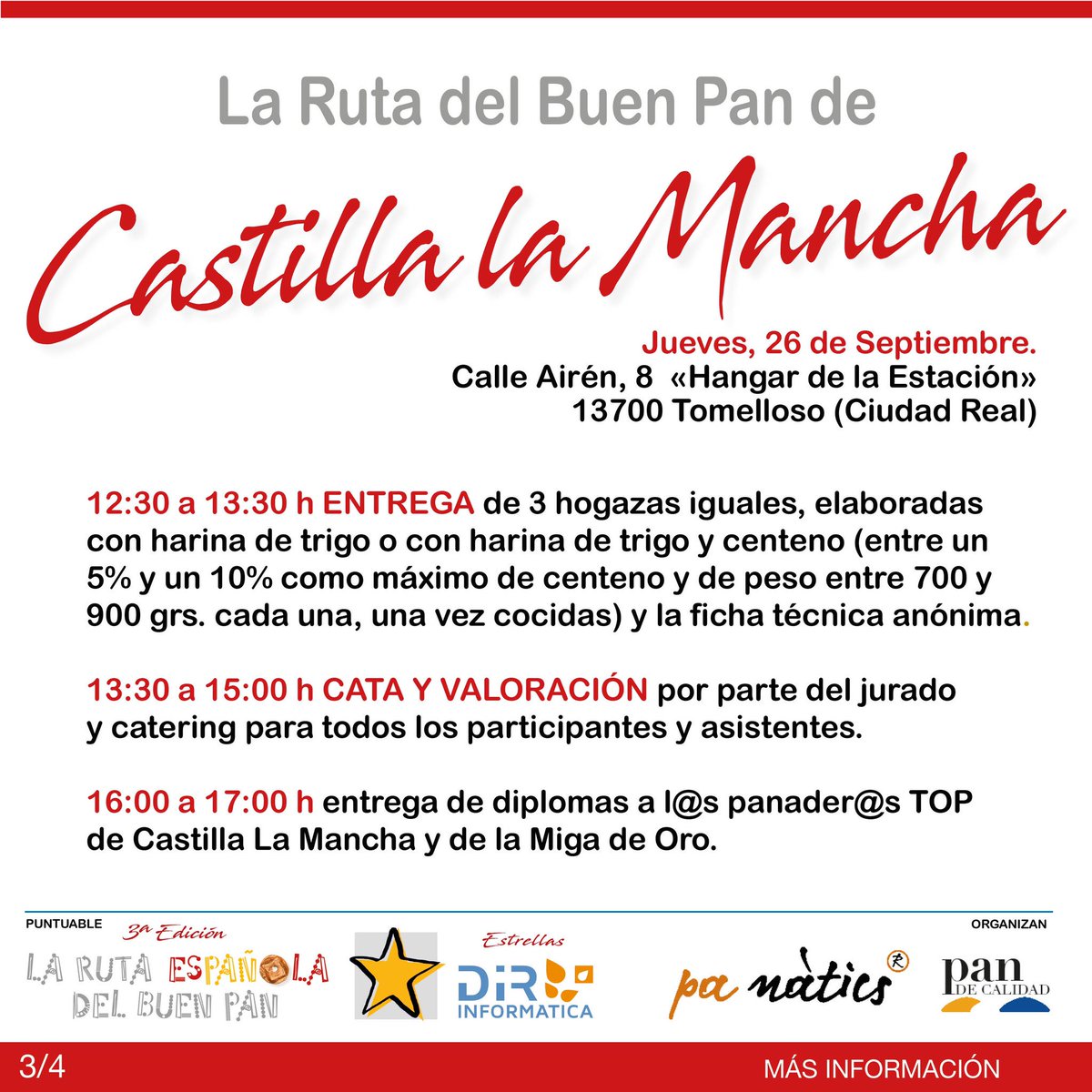 Panatics_web's tweet photo. #Tomelloso espera el día 26 a los #panaderos y #panaderas de #CastillaLaMancha para participar en #LREDBP registraros en https://t.co/8jwubPEnQy os esperamos!!!! @Ayto_Tomelloso @pandecalidad @Albert_Craus @sermontsa @GutierrezMM1 @Karlangas33 @ABMauriES https://t.co/PzOprhjYpG