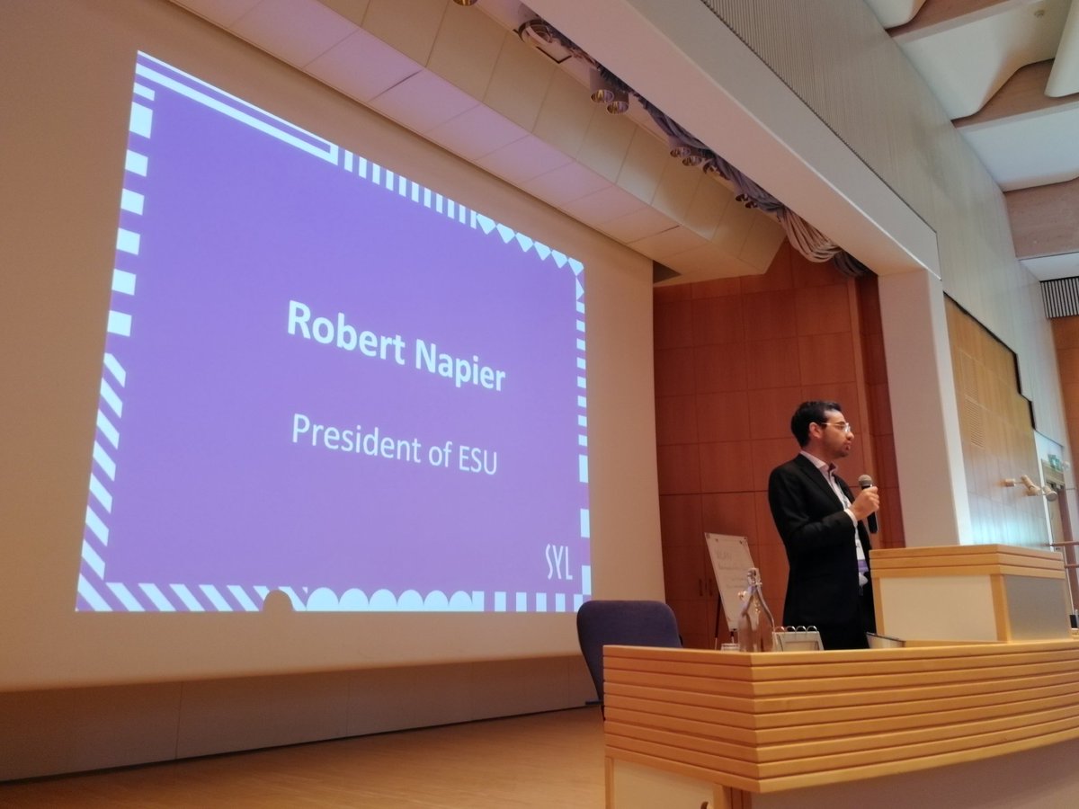 The President of <a href="/ESUtwt/">European Students' Union (ESU)</a> @RobertNapierMT wishes us to have good discussions on how to reshape #ESU so that it remains as prominent that it has been. #ESC38 #students #education
