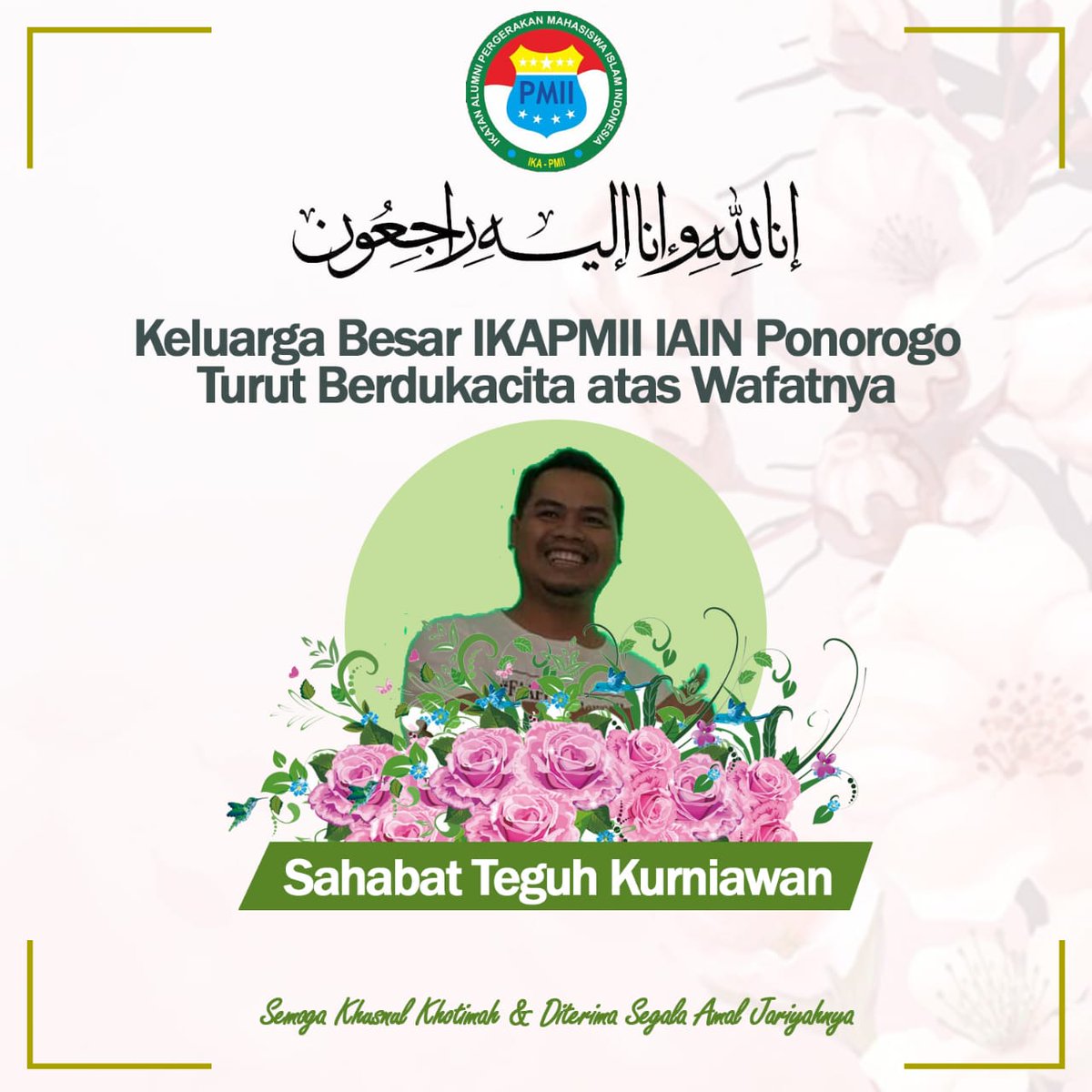 AlumniPPMI's tweet photo. FAA PPMI Sangat berduka atas kepergian mas Teguh Kurniawan. Segala canda tawa mas awan akan menjadi kenangan manis buat kami.
Selamat jalan mas,, Semoga dilapangkan jalanmu menuju surgaNya https://t.co/EbLG72iPfu