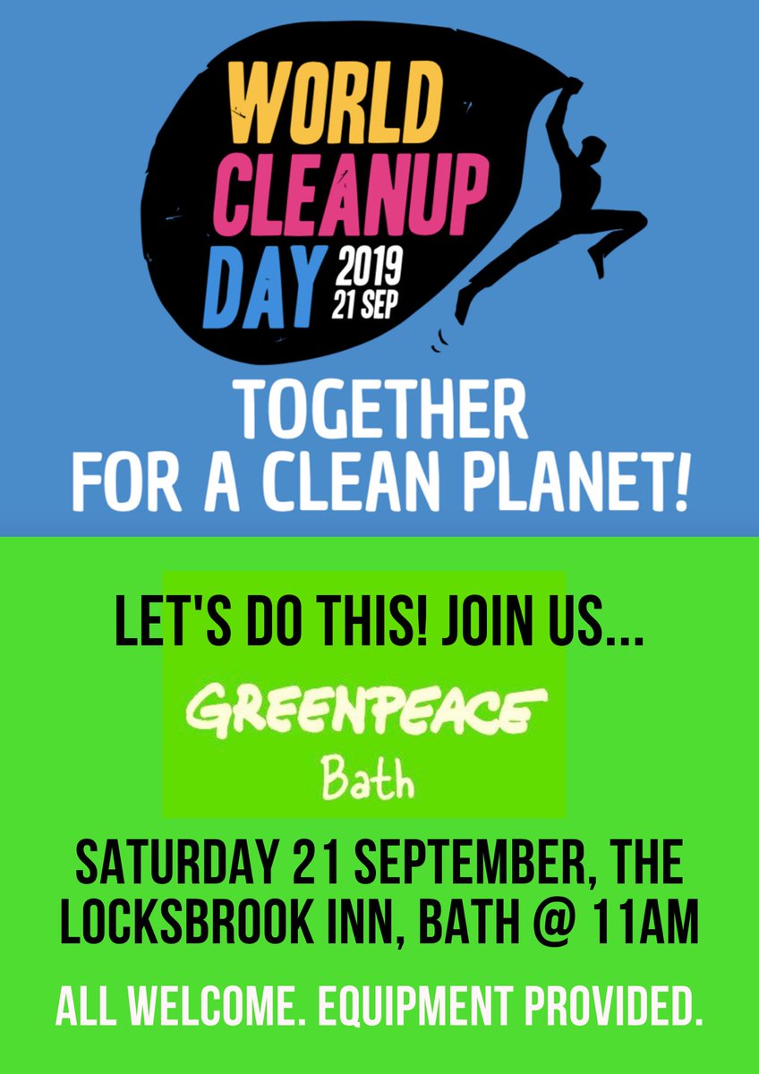 Take part in #worldcleanupday in #Bath at 11am this Saturday. All details below/on our feed but Qs welcome! 

On the day, volunteers worldwide will come together to rid our planet of trash - cleaning up litter and mismanaged waste in our beaches, rivers, forests and streets 🚮