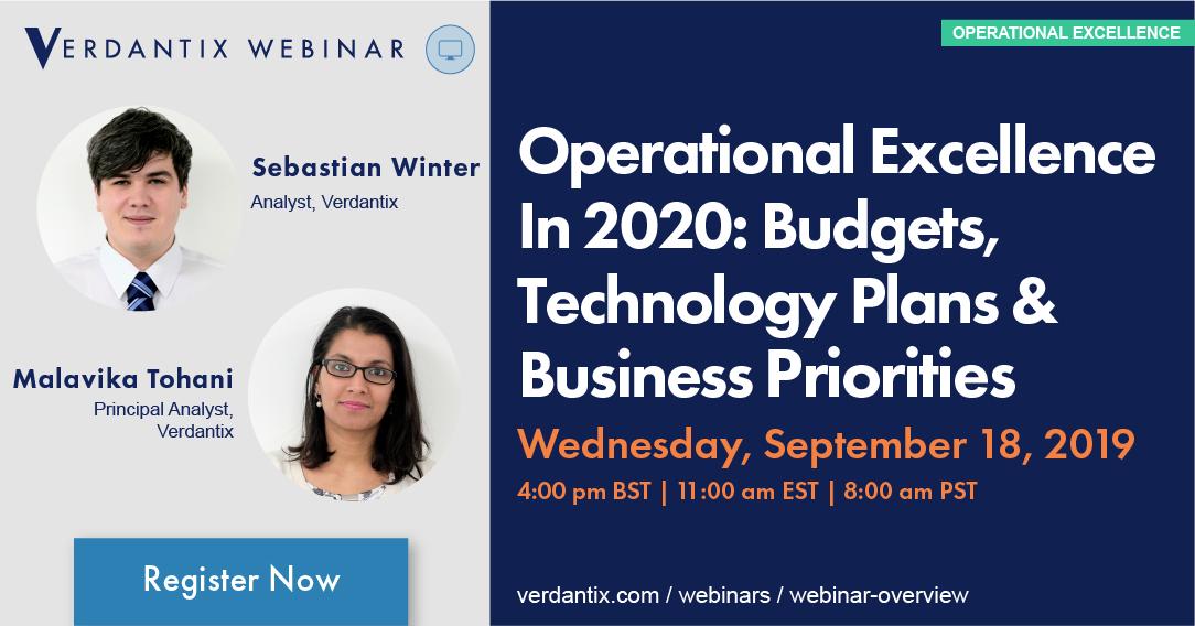 Verdantix's tweet photo. This #webinar will be sharing insights about 2020 spending plans, decision-making authority and funding sources for operational excellence programmes. Seats are filling up fast - register now » https://t.co/3999nlSpJS #OpEx #ORMSoftware #APMSoftware #DigitalTwin https://t.co/pkg9CMBAH5