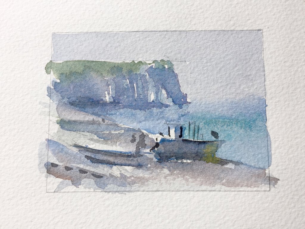 TylDestoopArt's tweet photo. Small #watercolor study for a #painting of #Etretat, #Normandy https://t.co/UrupZWAQcS