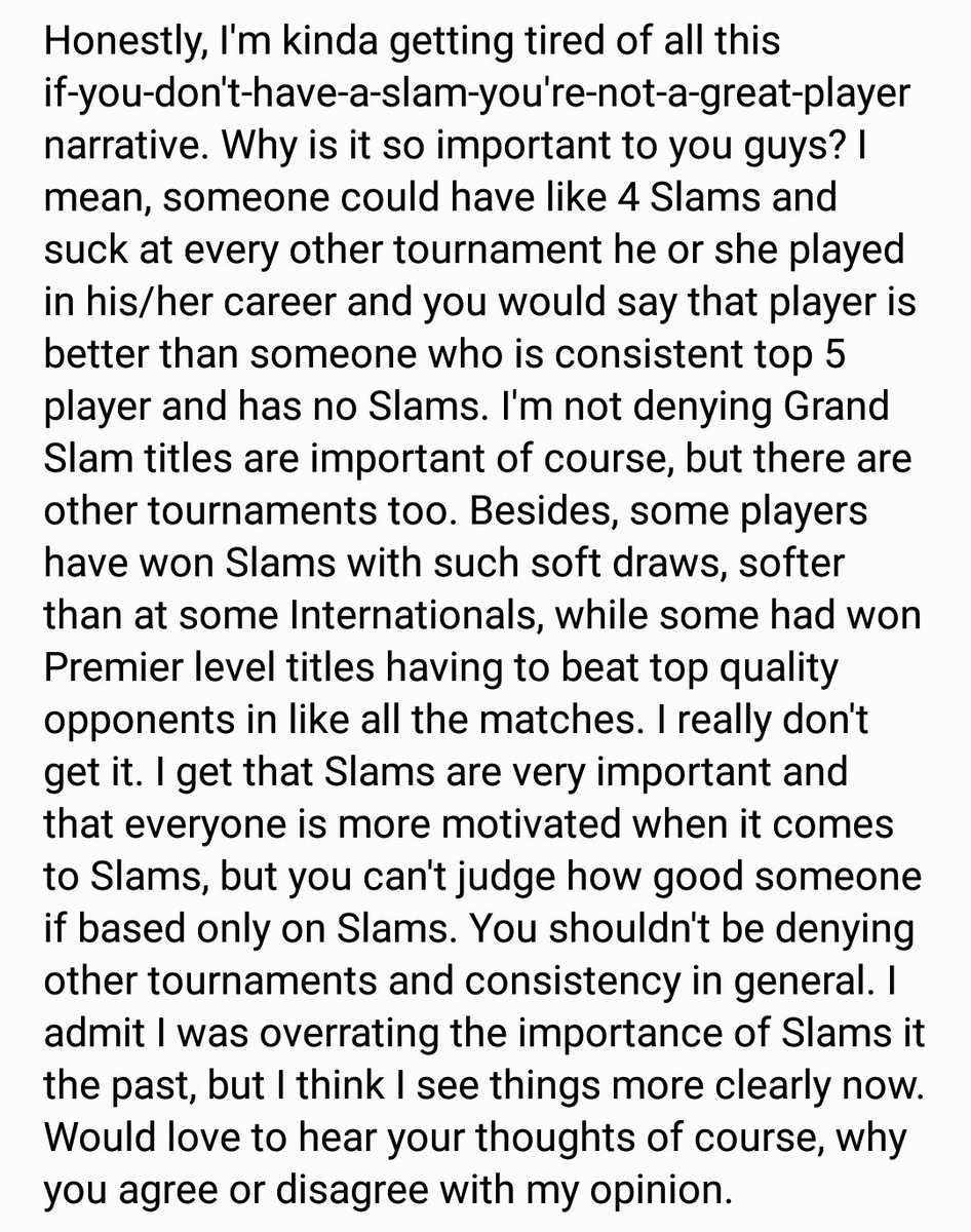 atomic_moonball's tweet photo. Hey guys, here are some thoughts redarding importance of Slams. Would love to hear your opinions. https://t.co/zJxs4IQlEV