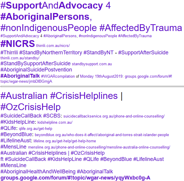 WgarNews's tweet photo. @AusUnemployment @lynlinking @BlakandBlack @JusticeMatter10 @LadyPoop2 @Triplejay58 @Absurd_Penguin @WhteRbbnAdvocat @anne_clothier @3wombats @YaThinkN @RoyceRk2 #AboriginalTalk #WGAREdNote: '#AboriginalAndTorresStraitIslander people OftenSuffer #SocialDisadvantage #EconomicDisadvantage are often #Unemployed, #Underemployed on #Newstart or forced in2 #Work4TheDole thru #NOfault of Our/TheirOwn'
#AboriginalSupport: https://t.co/zzMaMW1LqZ https://t.co/aVh6j3jdvB