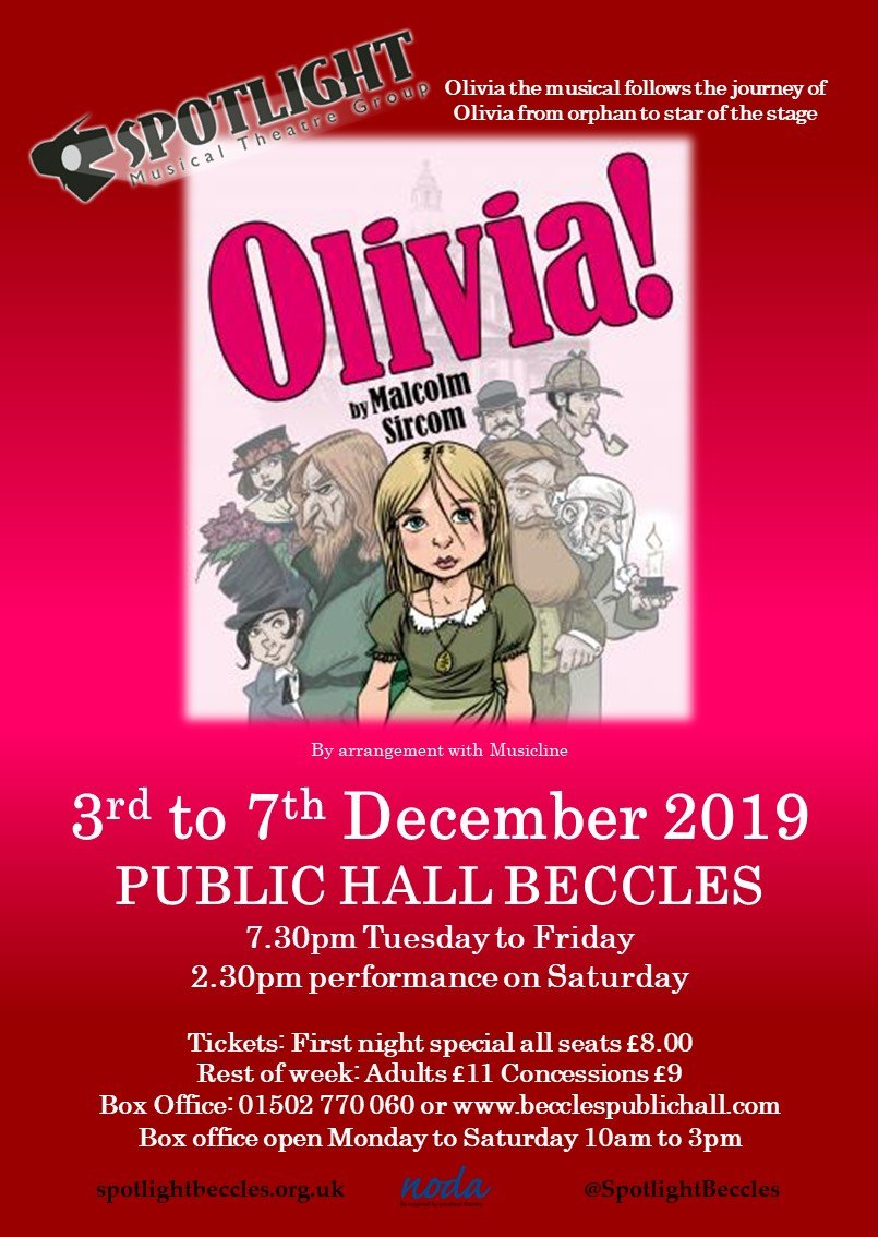 SpotlightBecclz's tweet photo. OLIVIA rehearsals are going very well and tickets are on sale from 1st October 2019 - if you want the best seats... book early ;-) https://t.co/yaWHg0krP0