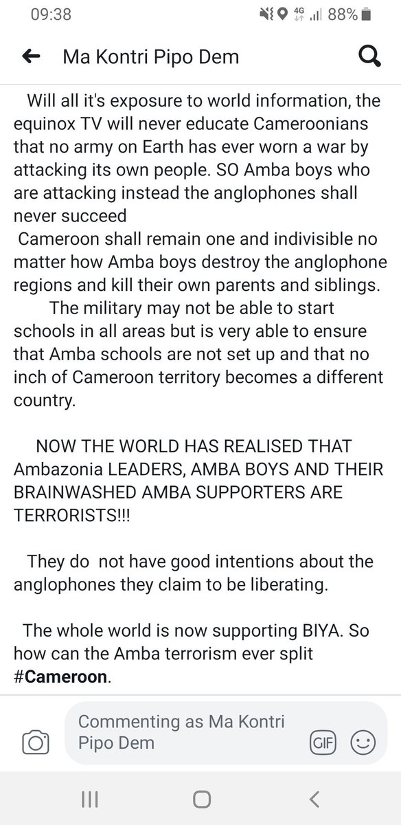 cameroonianess's tweet photo. Our fellow citizens of NW&SW #Cameroon #Cameroun speak out against the role of EQUINOX TV STATION in escalating #Ambazonia terrorism. #anglophonecrisis #Oneandivisible #OneCameroon @MincomCameroun @Pm237Services @CarlosAgbor @antiterrorism16 @eni_che @dnog130 @Mimimefo237 https://t.co/Lqa0CVCyD4
