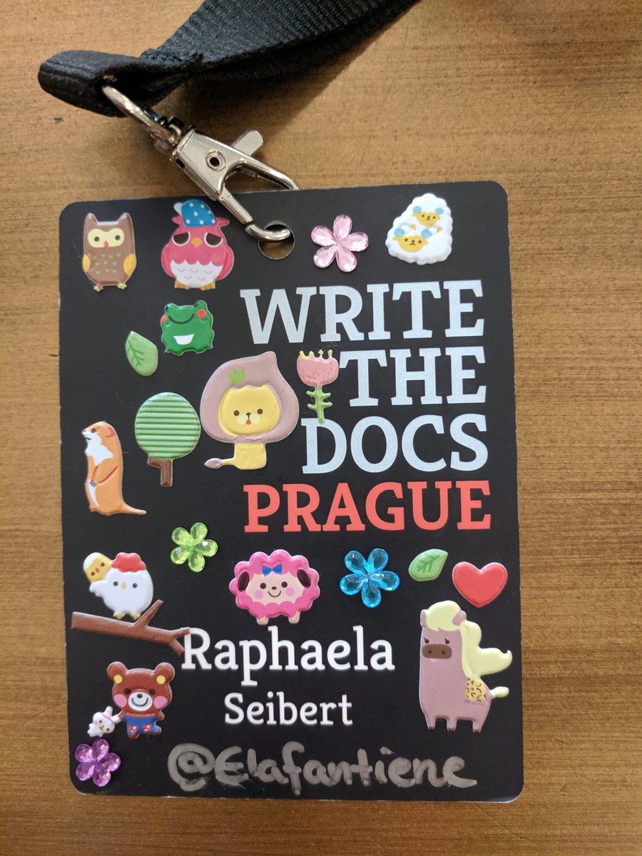 celaeys's tweet image. Write the Docs Badge! 

Front &amp;amp; Back of course 😊
#writethedocs #wtdbadge #writethedocsprague #writethedocs2019