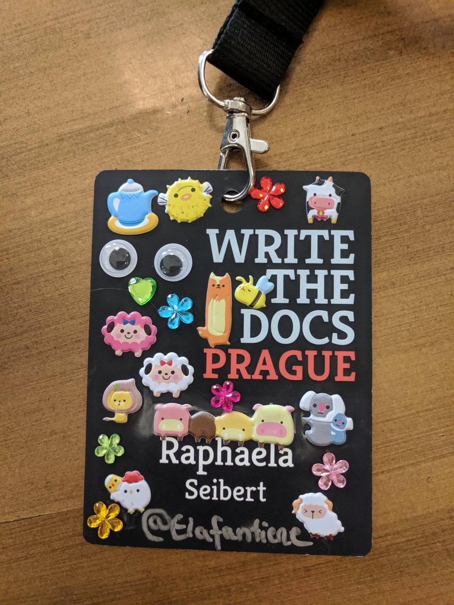 celaeys's tweet image. Write the Docs Badge! 

Front &amp;amp; Back of course 😊
#writethedocs #wtdbadge #writethedocsprague #writethedocs2019