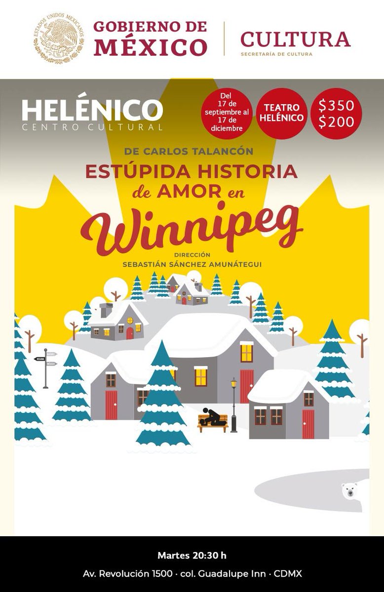 “Enamorarse debería estar considerado una enfermedad, que sólo se cura a sacudidas y golpes, sean en la cama o fuera de ella.”🌈 <a href="/estupidahdeamor/">Estúpida Historia de Amor en Winnipeg</a>. 🍁

❄Mar. 20:30 h ⏰
⛄  bit.ly/2kwXzJN