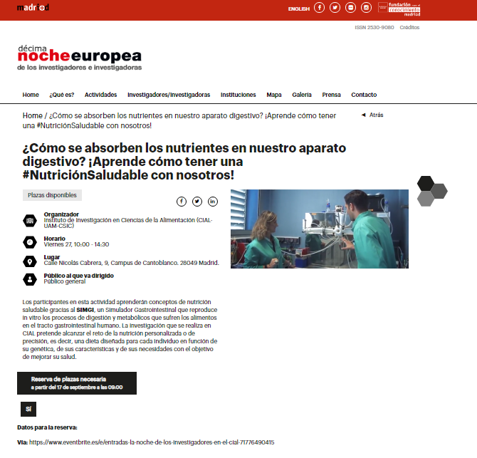 🗣️¿Cómo se absorben los nutrientes en nuestro aparato digestivo? ¡Visita el viernes 27 el <a href="/CIAL_CSIC_UAM/">CIAL</a> y aprende en la  cómo tener una #NutriciónSaludable en la #NocheEuropeadelosInvestigadores con #AnnualFoodAgenda &amp; <a href="/alibird2020/">ALIBIRD2020-CM</a> +info: alibird.org/2020-CM/noche-…  #NIGHTMadrid