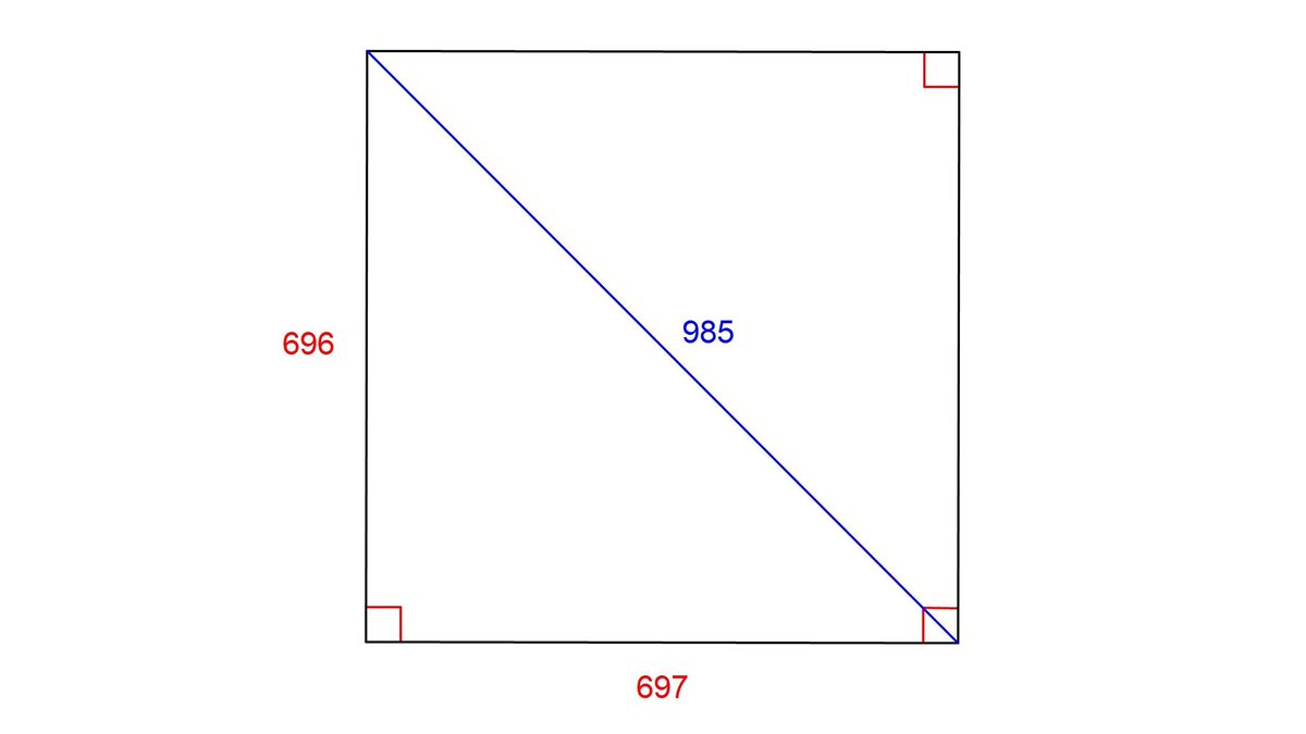 ポテト一郎 ほとんど正方形 ほとんど正方形の長方形ですが 対角線の長さは整数となります