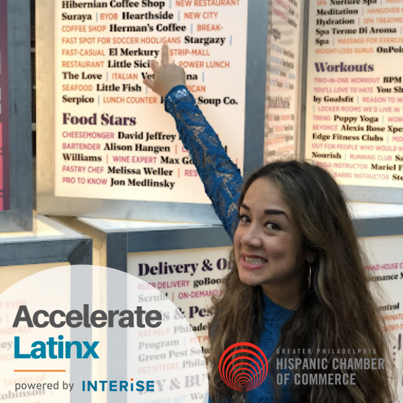 StreetWise_MBA's tweet photo. Meet Sofia Deleon, owner & founder of @philacorn El Merkury, a Central American street food and churro-bar restaurant in Center City, #Philadelphia. Sofia is a participant in one of the first cohorts of #AccelerateLatinx powered by Interise in partnership with @GPHCC! https://t.co/KvtWEZIBq6